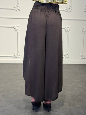 Pantaloni Palazzo Donna con Vita Elasticizzata e Drappeggio Laterale
