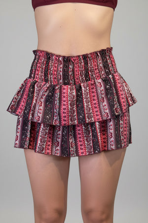 Gonna Stampa Etnica con pantaloncino Stile Boho Chic