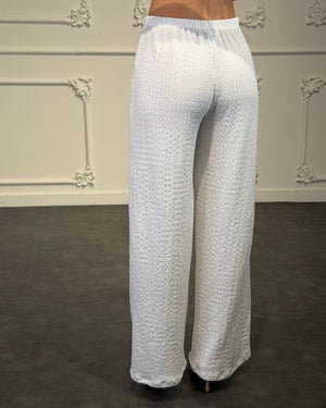 pantaloni con trama lavorata