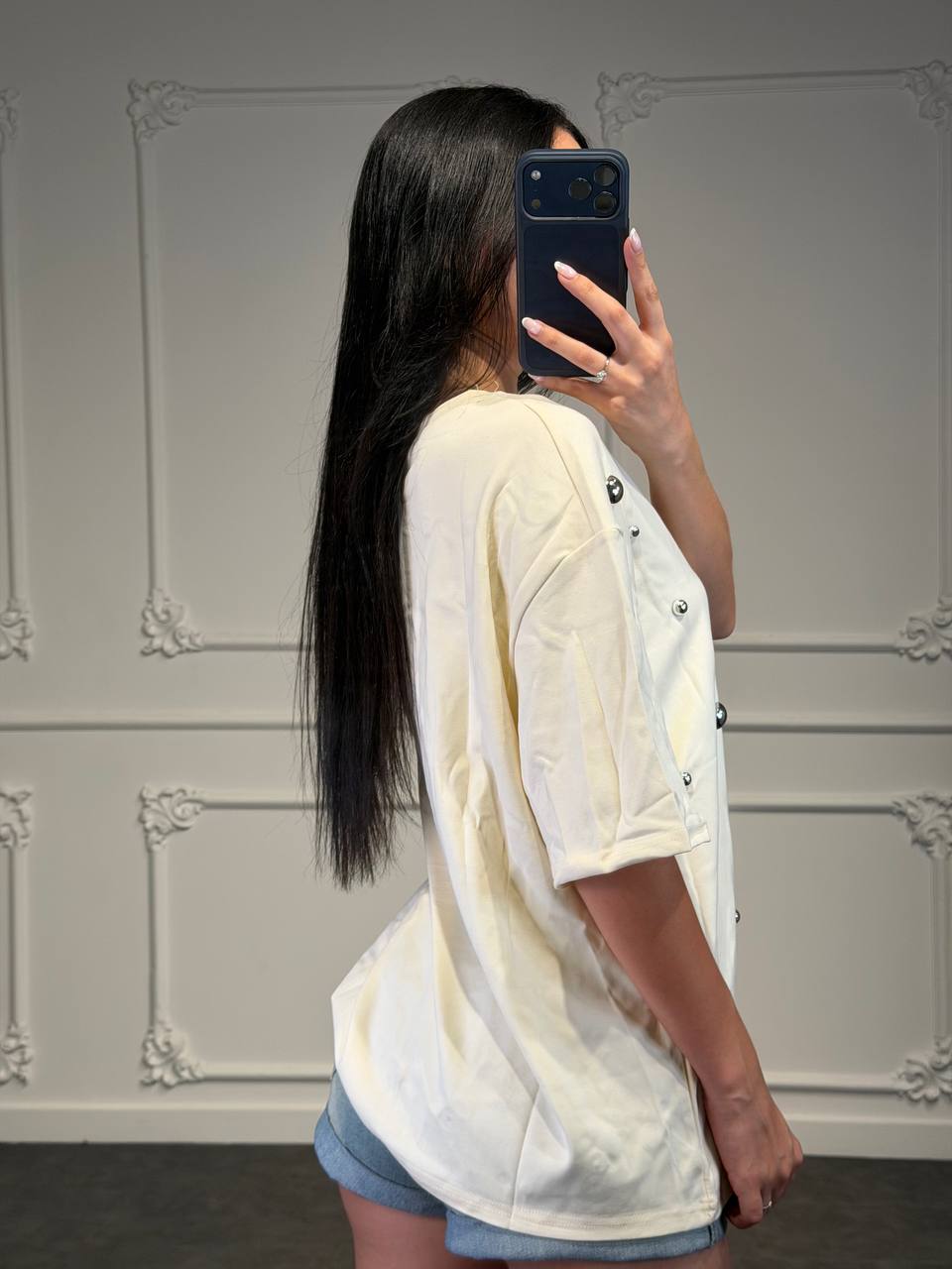 maglia over con pietre