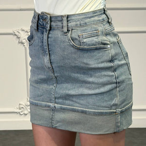 gonna mini jeans con risvolto