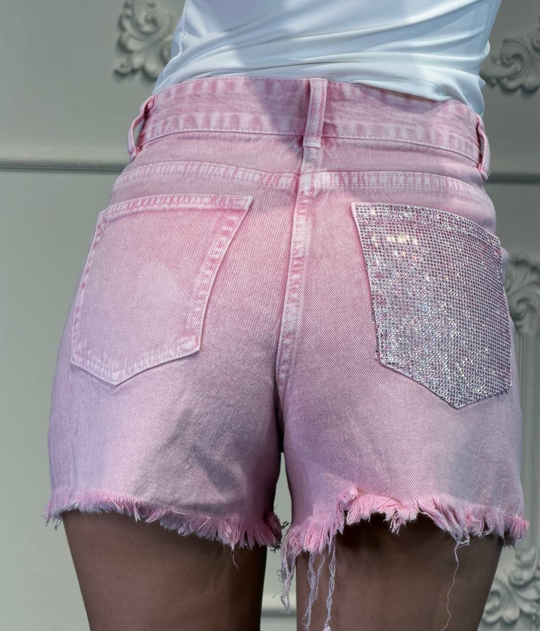 shorts pinkie con tasca glitter
