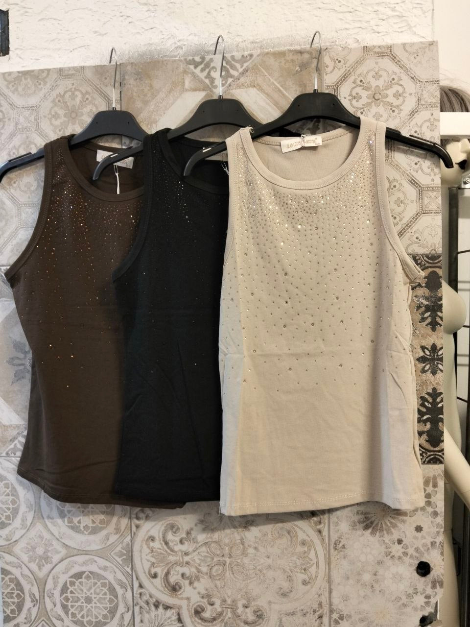 top canotta con strass