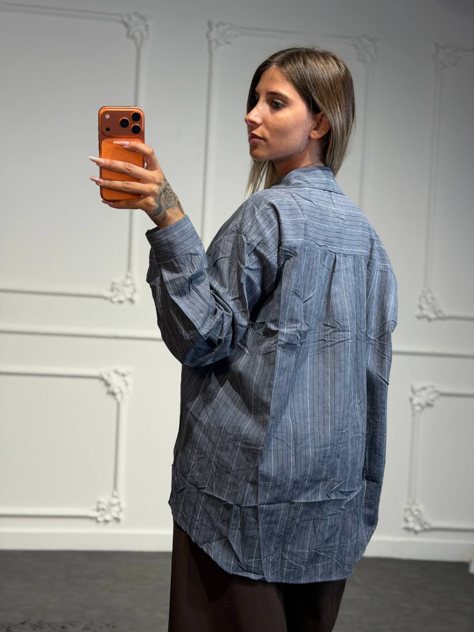 camicia men lunga a righe