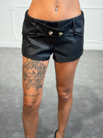 shorts pelle con bottoni