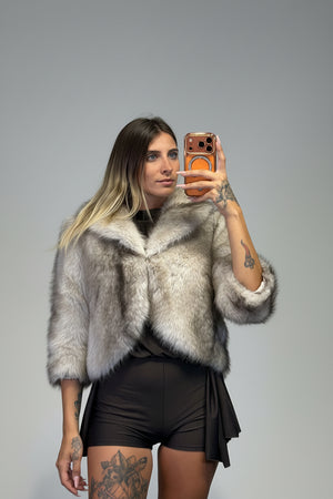 pelliccia crop manica 3/4