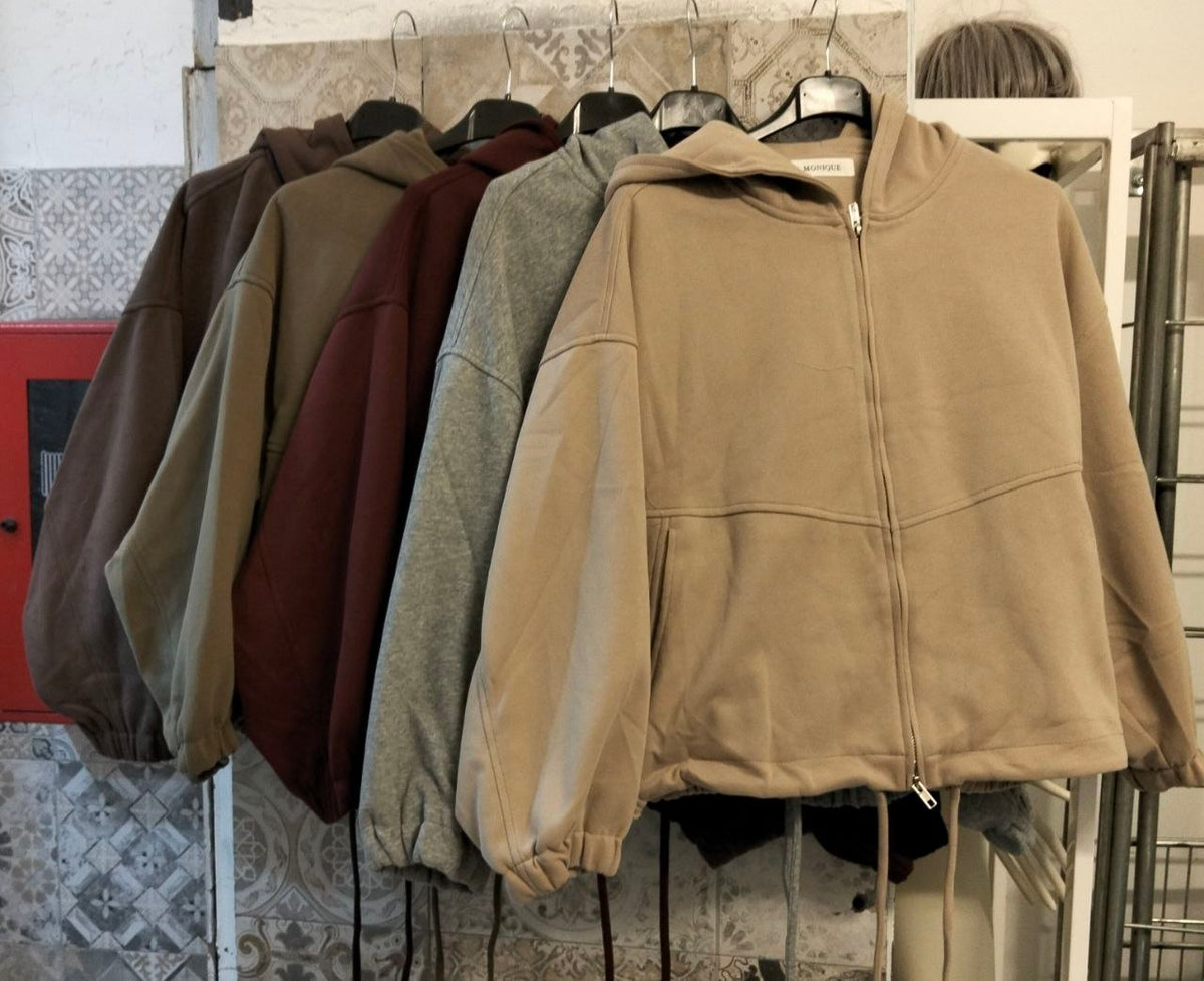 felpa basic con zip e cappuccio