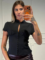 maglia con corpetto e scollatura a goccia