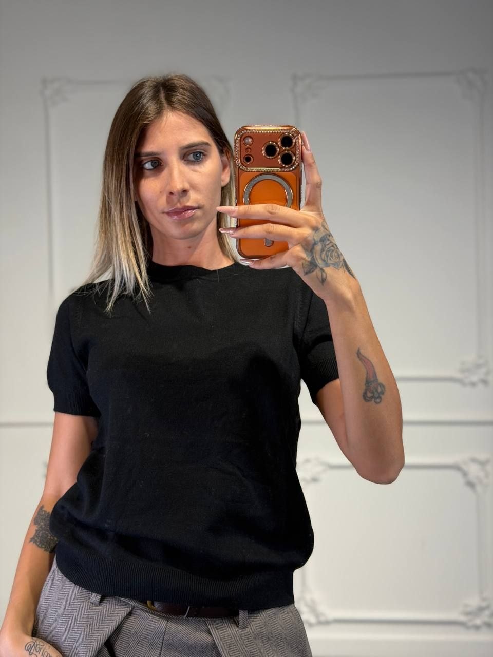 maglia mezze maniche collo alto