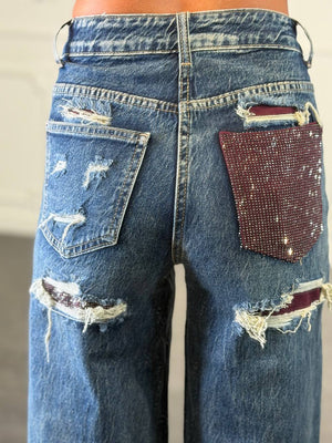 jeans tasca glitter vinaccia
