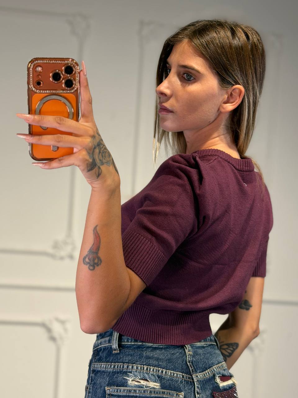 maglia in filo manica 3/4