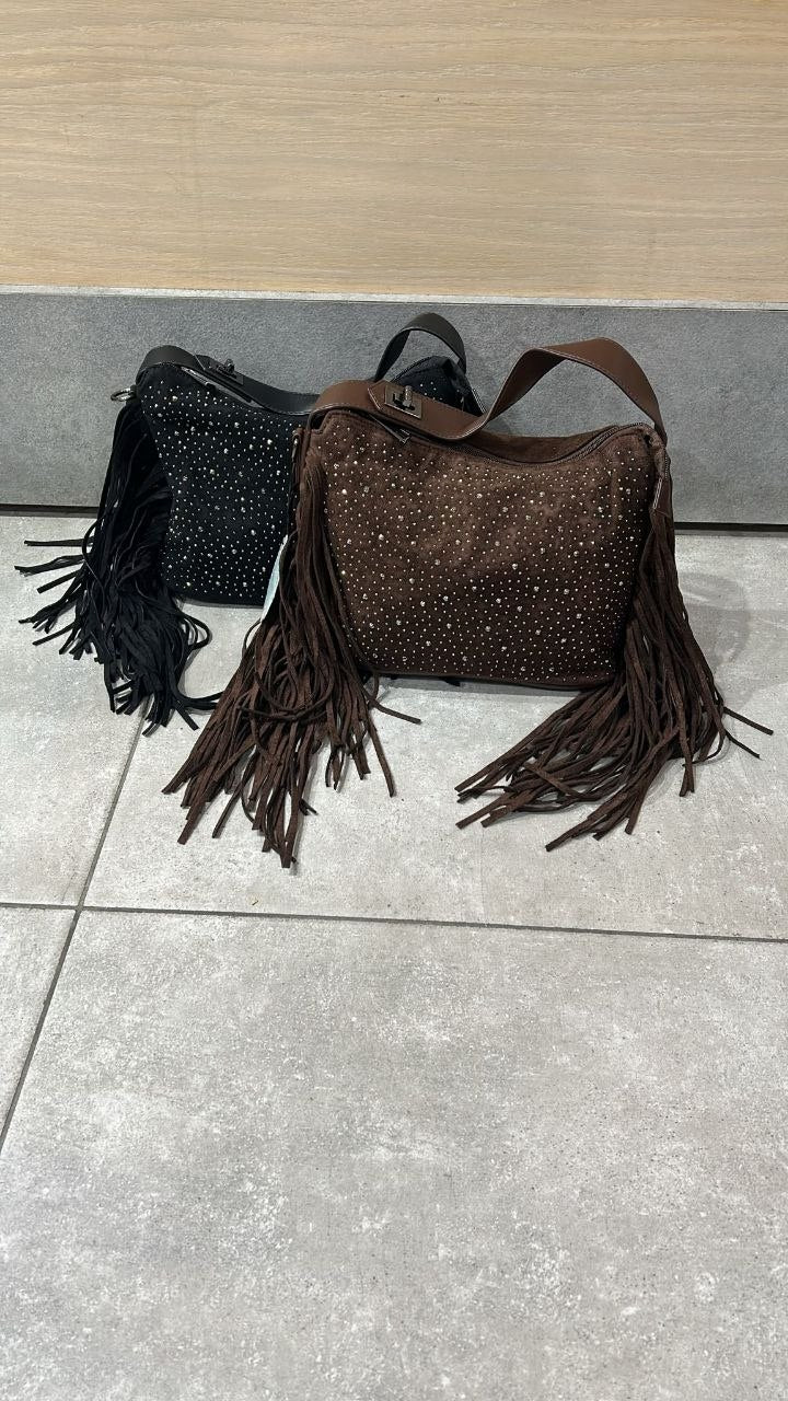 borsa strass con frange
