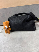 Borsa a spalla effetto scamosciato con peluches