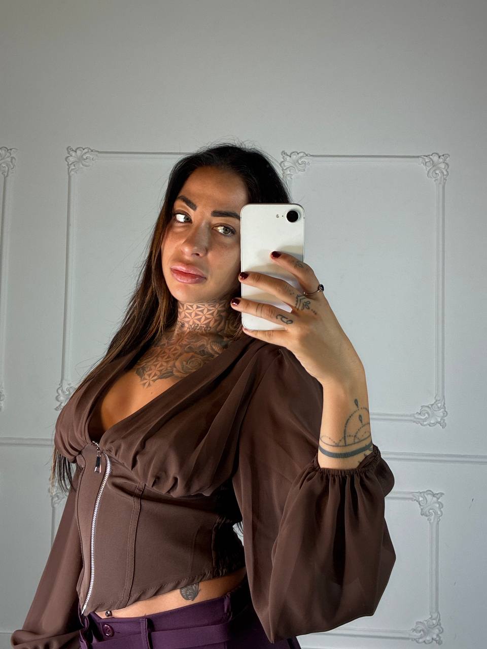 Top corsetto con zip frontale