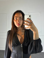 Top corsetto con zip frontale
