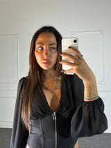 Top corsetto con zip frontale