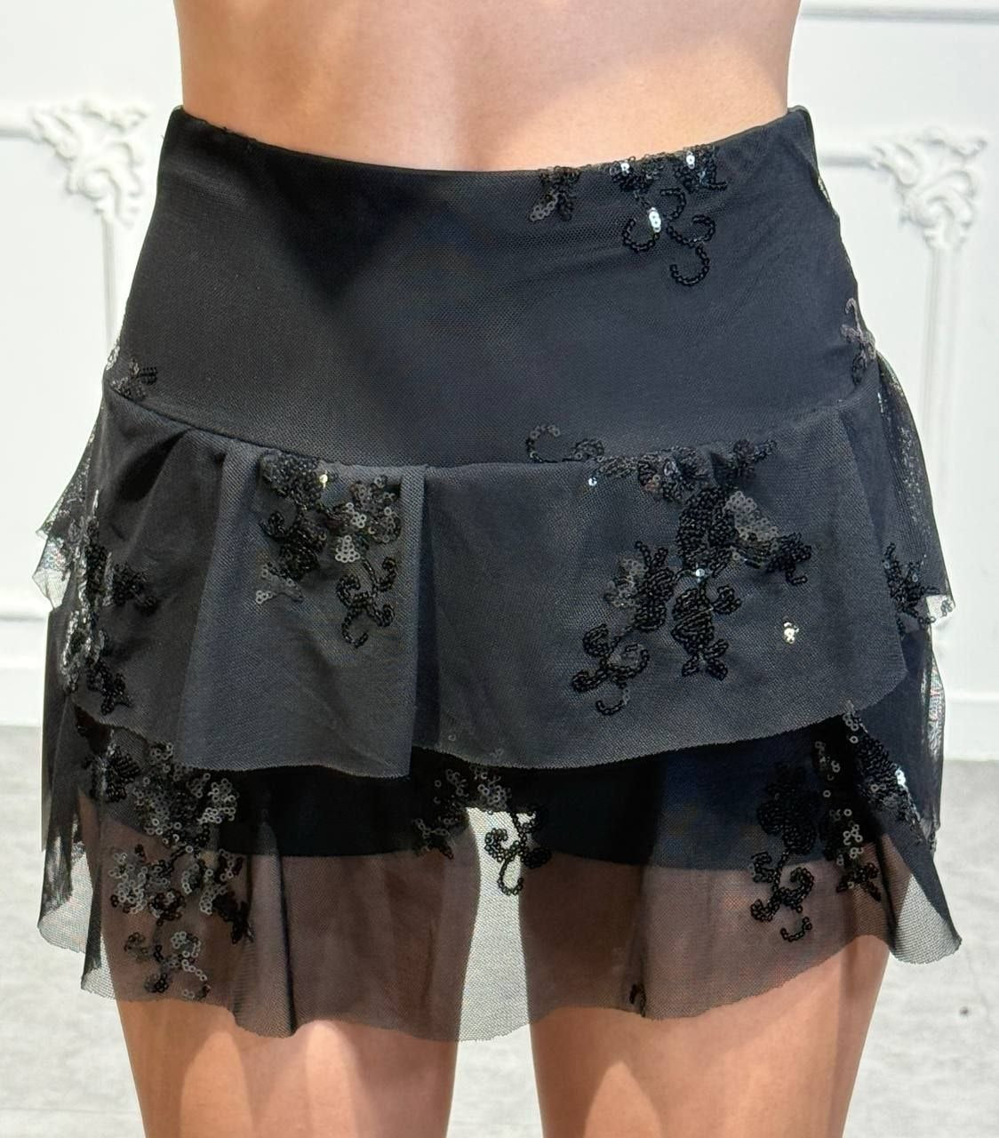 gonna lux pantaloncino con dettagli paillettes