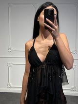 top lux con paillettes