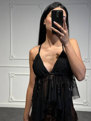 top lux con paillettes