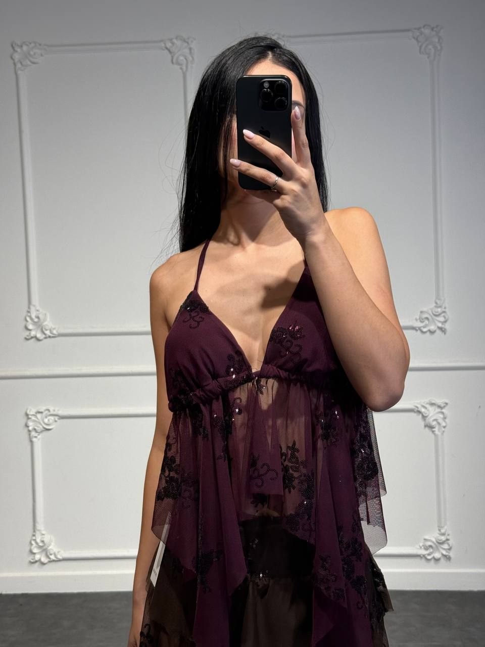 top lux con paillettes