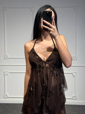 top lux con paillettes
