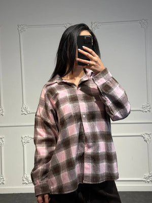 camicia a quadri strass