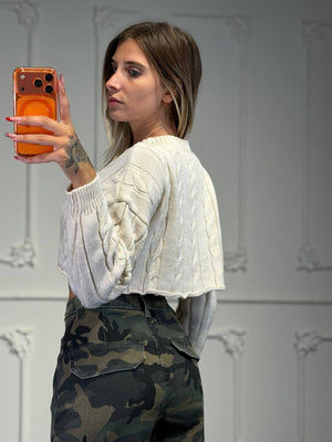maglione crop a treccia