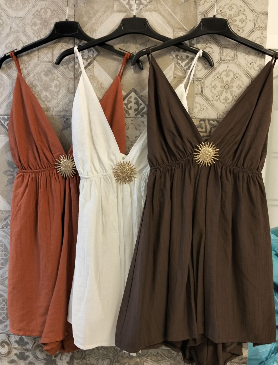 jumpsuit in lino con dettaglio sole