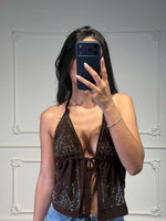 top angelica con dettagli strass