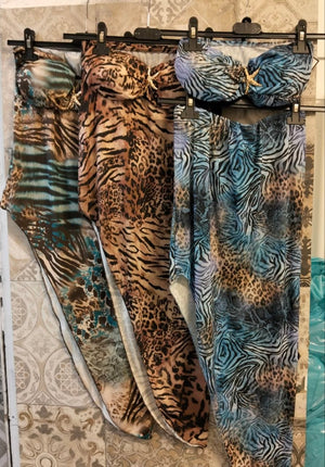 set animalier con top stella e gonna