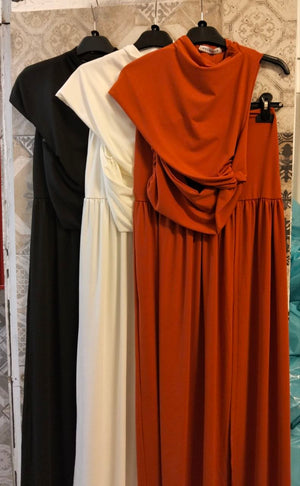 Coordinato Donna Due Pezzi con Top Drappeggiato e Gonna Lunga Stile Elegante
