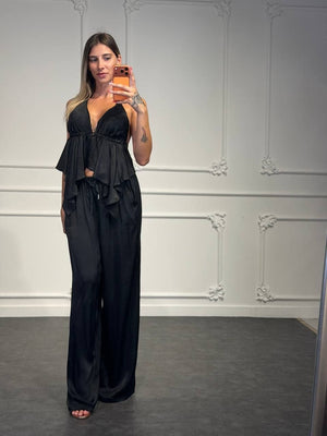 set adelaide in raso con top schiena scoperta