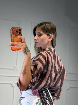 camicia a righe velata