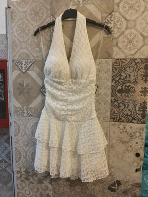 abito giulia in pizzo con drappeggio