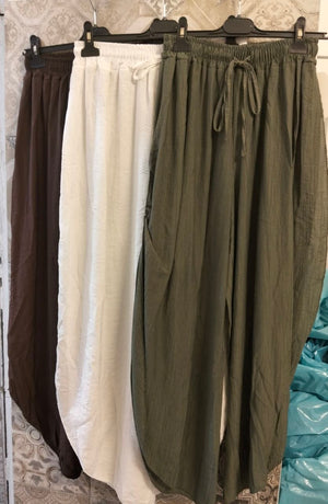 pantalone aladin in lino con spacco