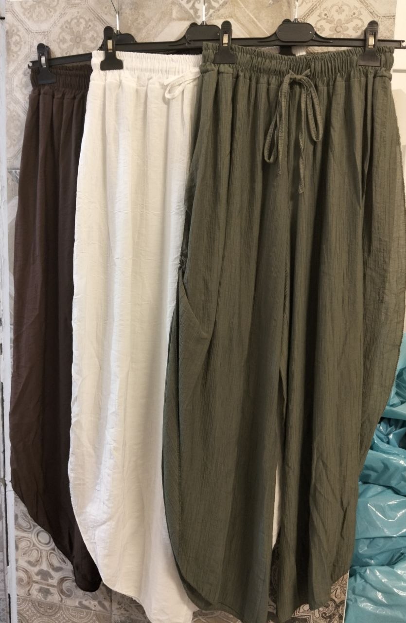 pantalone aladin in lino con spacco