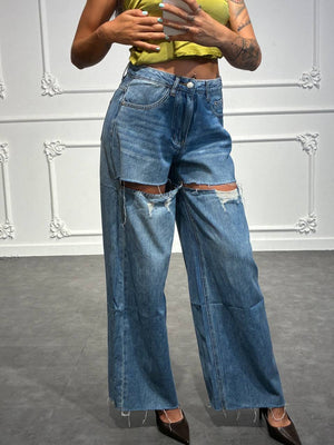 jeans american con strappi