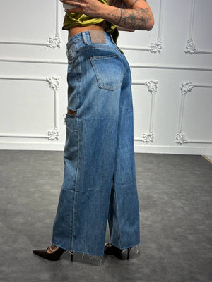 jeans american con strappi