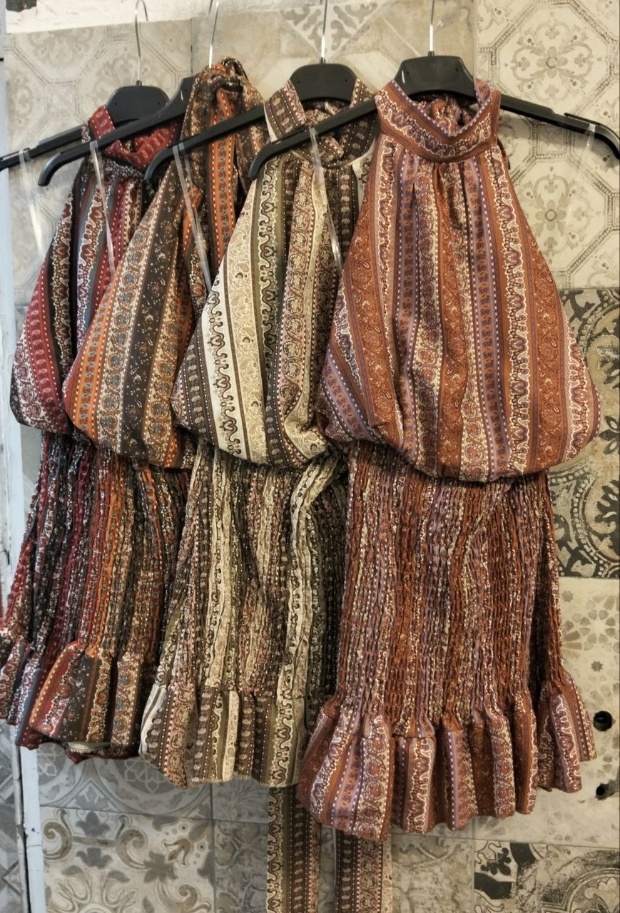 Abito halter stampa etnica