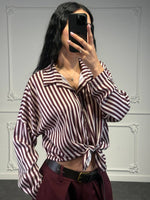 camicia in raso con righe
