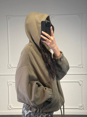 felpa basic con zip e cappuccio