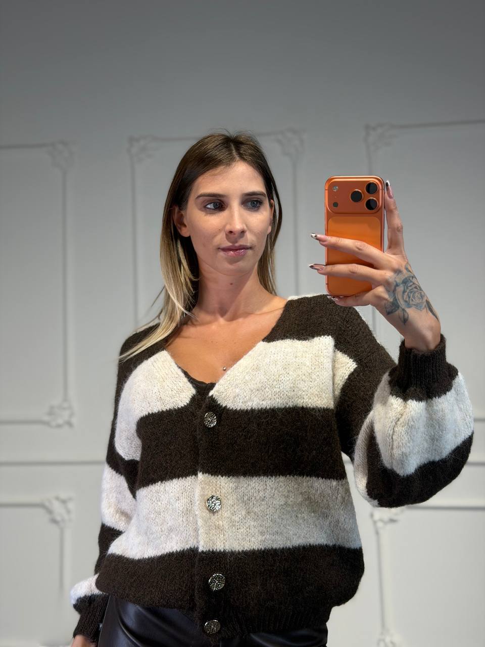 cardigan lana a righe