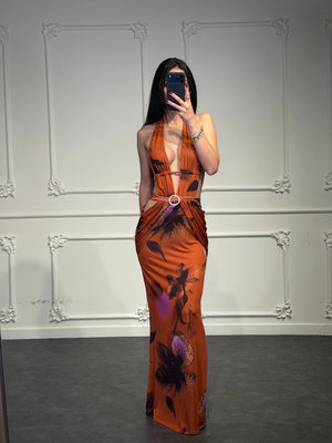 abito floreale lungo - Dverso Fashion
