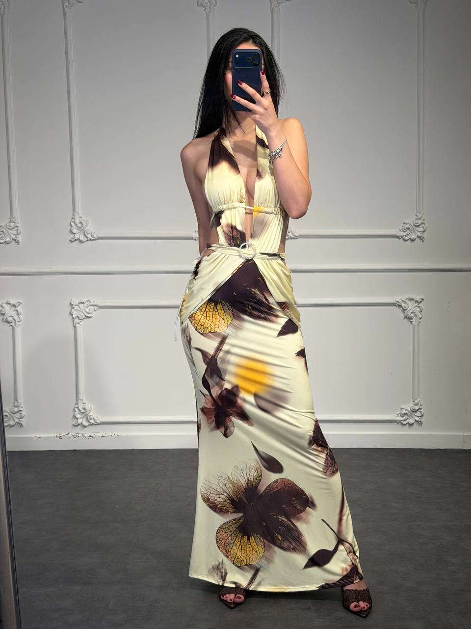 abito floreale lungo - Dverso Fashion
