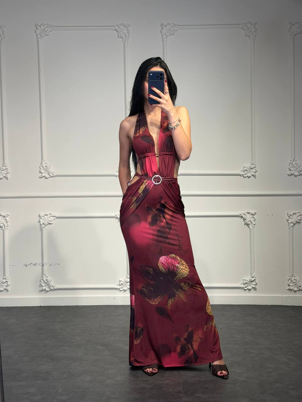 abito floreale lungo - Dverso Fashion