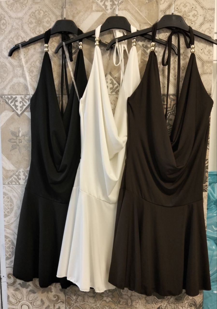 abito in licra con allaccio al collo - Dverso Fashion