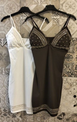 abito in licra con applicazioni gioiello - Dverso Fashion