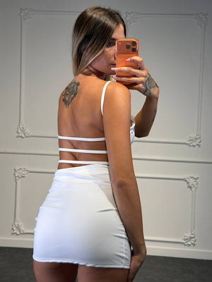 abito in licra con dettagli oro - Dverso Fashion