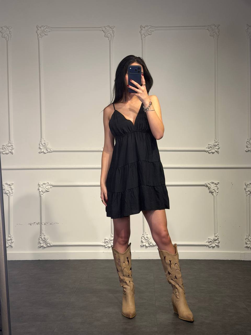 abito in lino a balze - Dverso Fashion