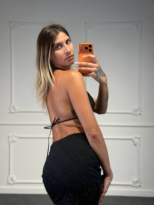 abito in pizzo con pantaloncino - Dverso Fashion